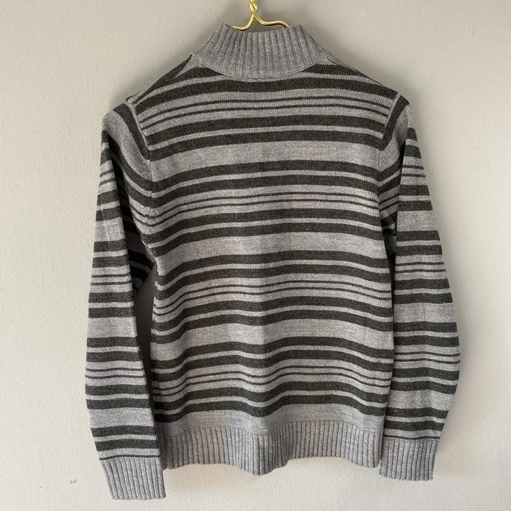 Boys Striped Zip-Up Sweater - Gray